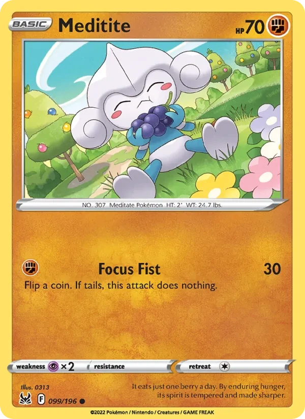 Meditite 099/196 Lost Origin Pokémon card