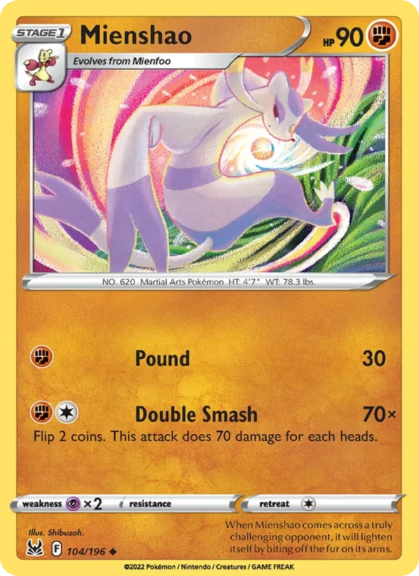 Mienshao 104/196 Lost Origin Pokémon card