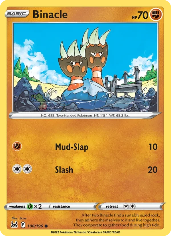 Binacle 106/196 Lost Origin Pokémon Karte