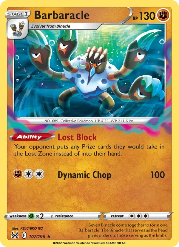 Barbaracle 107/196 Lost Origin Pokémon kaart