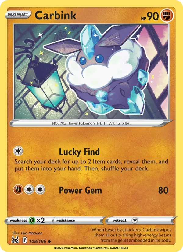 Carbink 108/196 Lost Origin Pokémon card