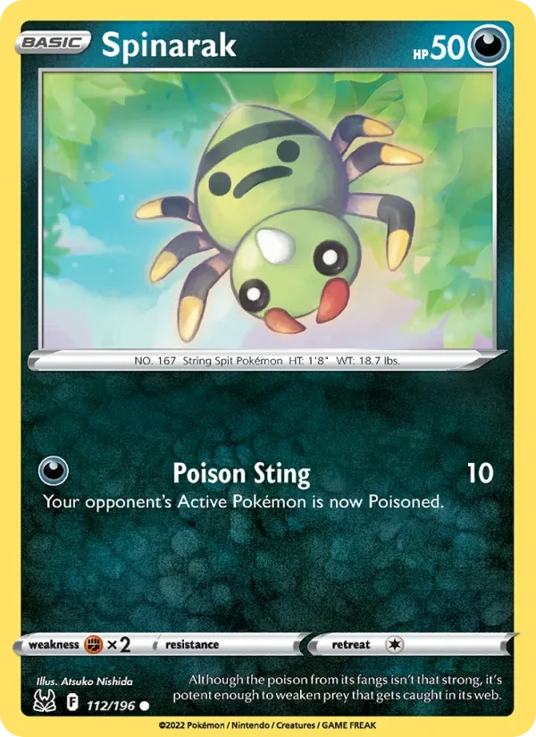 Spinarak 112/196 Lost Origin Pokémon card