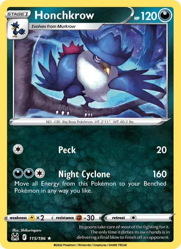 Carta Pokémon Honchkrow 115/196 Lost Origin