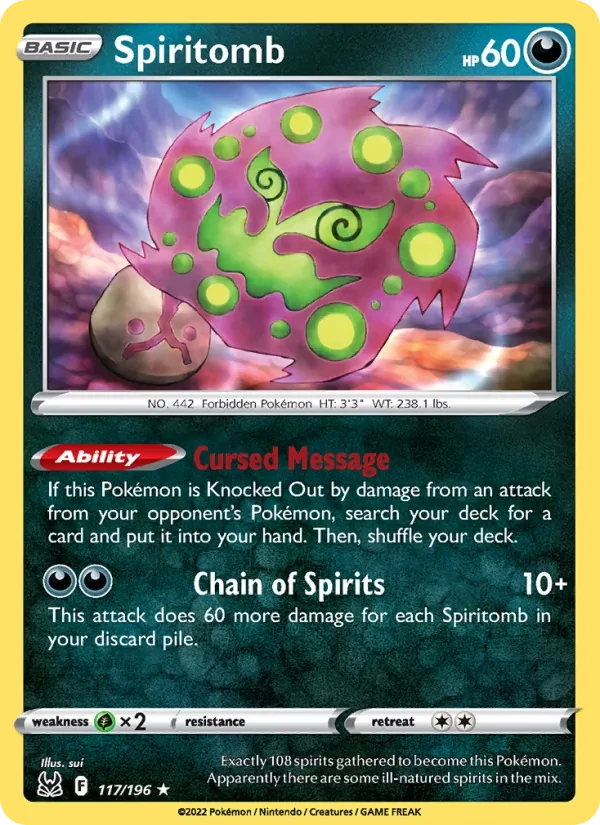 Spiritomb 117/196 Lost Origin Pokémon card