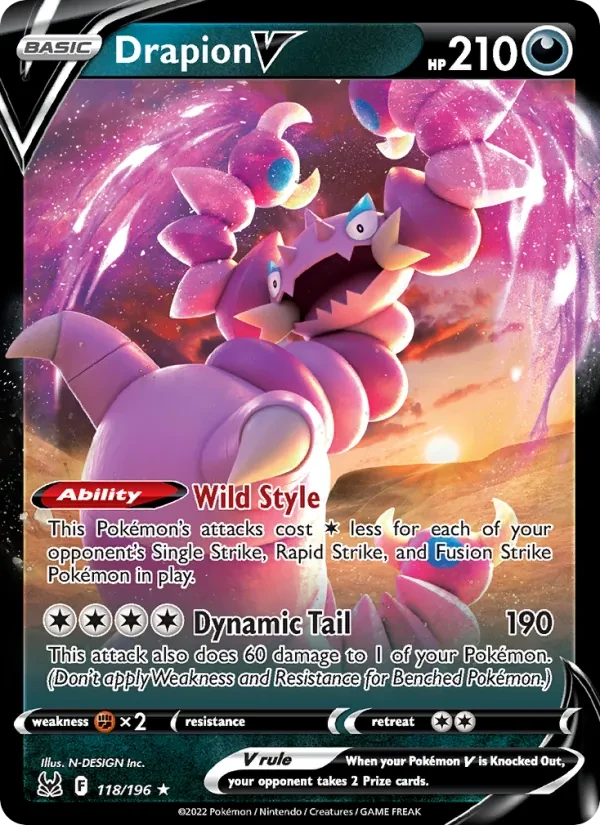 Drapion V 118/196 Lost Origin Pokémon card