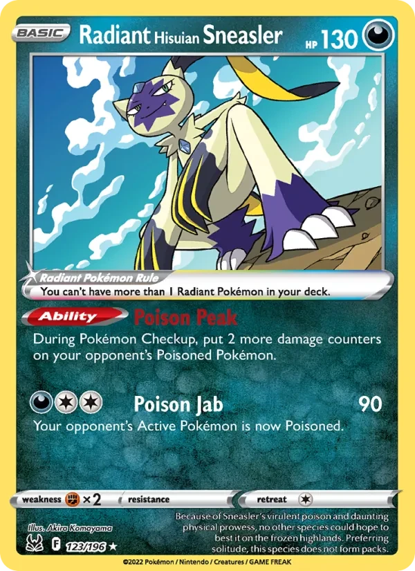 Radiant Hisuian Sneasler 123/196 Lost Origin Pokémon card