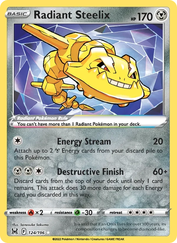 Radiant Steelix 124/196 Lost Origin Pokémon card