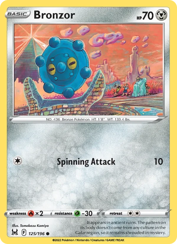 Bronzor 125/196 Lost Origin Pokémon card