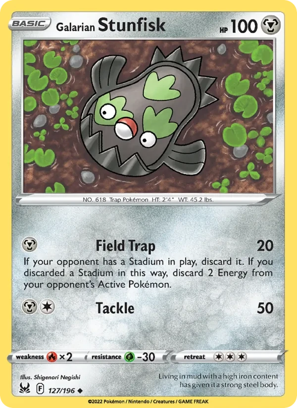 Galarian Stunfisk 127/196 Lost Origin Pokémon card