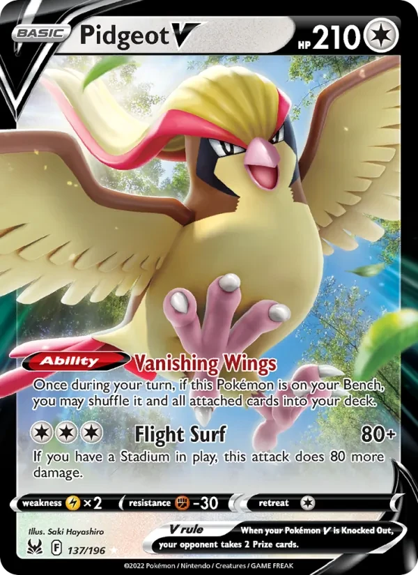 Pidgeot V 137/196 Lost Origin Pokémon card
