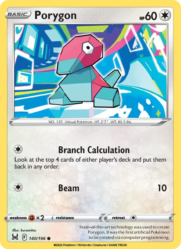 Porygon 140/196 Lost Origin Pokémon card