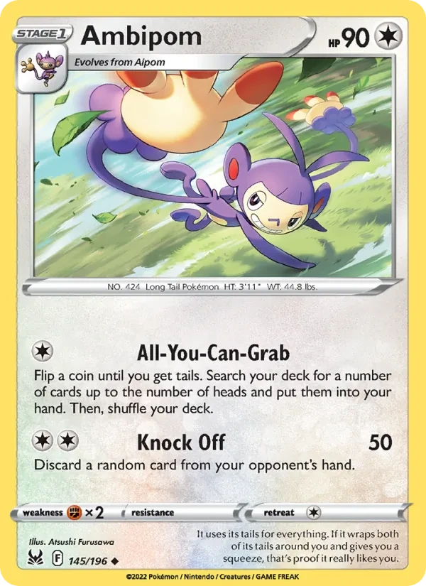 Ambipom 145/196 Lost Origin Pokémon card