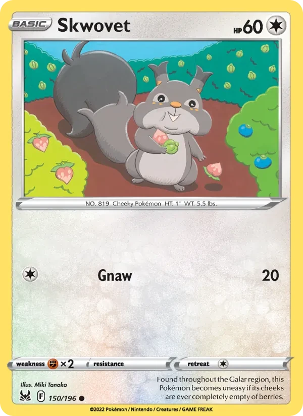 Skwovet 150/196 Lost Origin Pokémon card