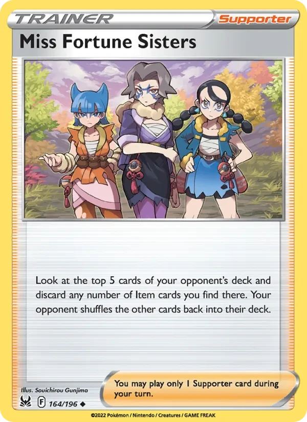 Miss Fortune Sisters 164/196 Lost Origin Pokémon card