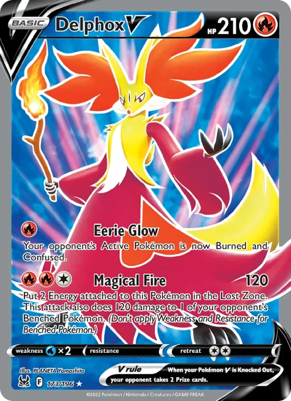 Delphox V 173/196 Lost Origin Pokémon card