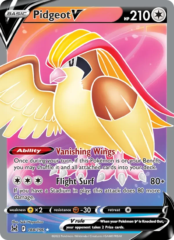 Pidgeot V 188/196 Lost Origin Pokémon card