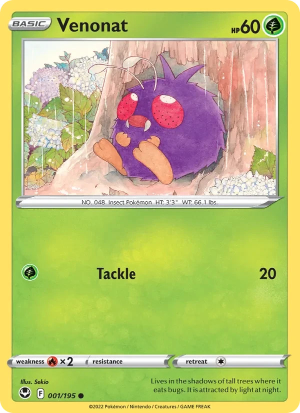 Venonat 001/195 Silver Tempest Pokémon card