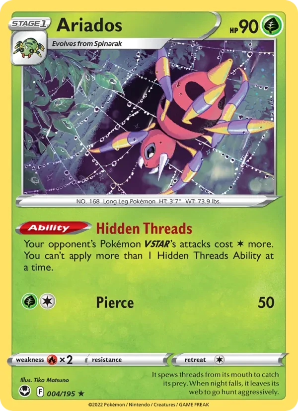 Ariados 004/195 Silver Tempest Pokémon card
