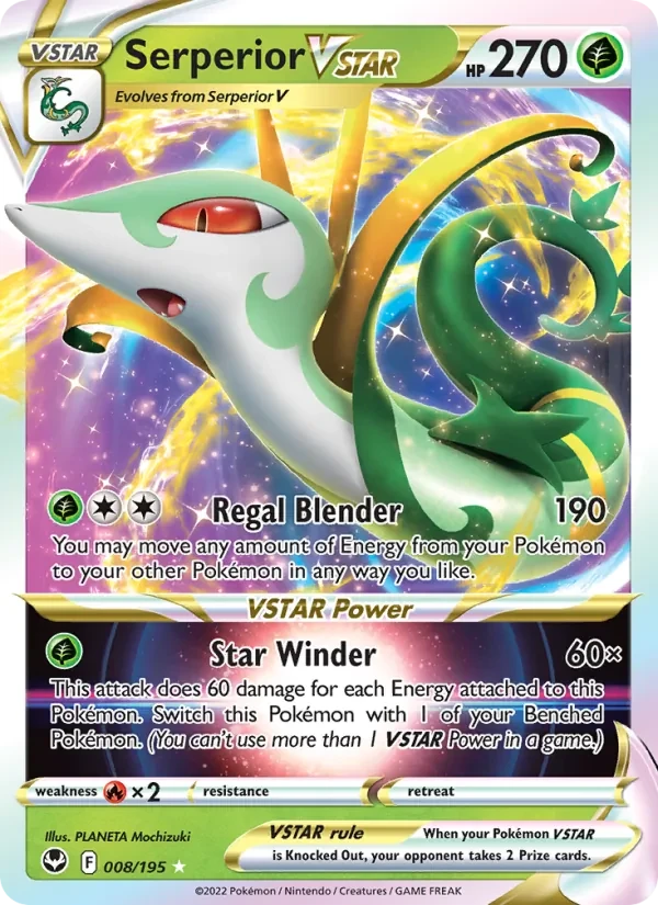 Serperior VSTAR 008/195 Silver Tempest Pokémon card