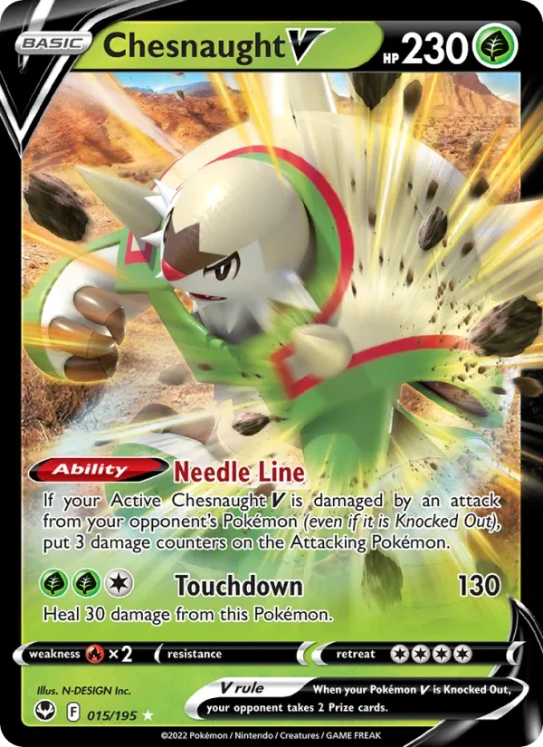Chesnaught V 015/195 Silver Tempest Pokémon card