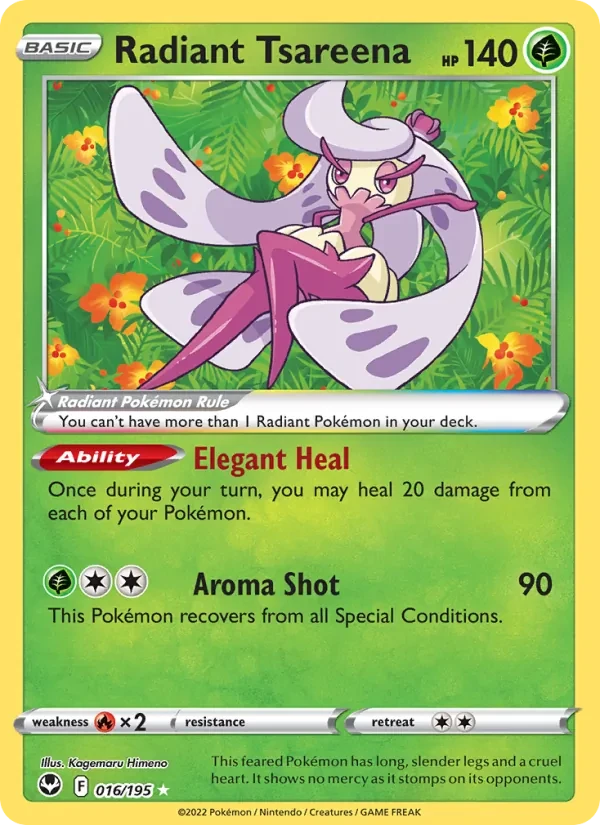 Radiant Tsareena 016/195 Silver Tempest Pokémon card