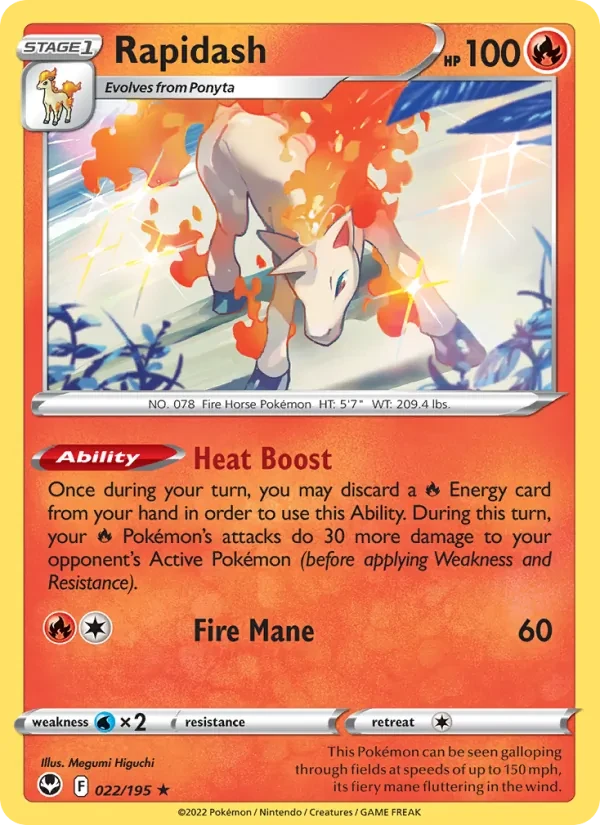 Rapidash 022/195 Silver Tempest Pokémon card