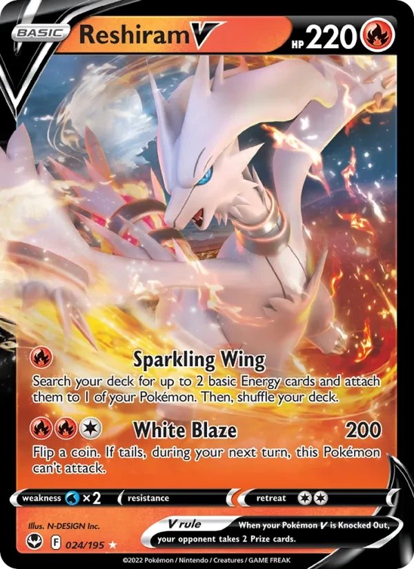 Reshiram V 024/195 Silver Tempest Pokémon card
