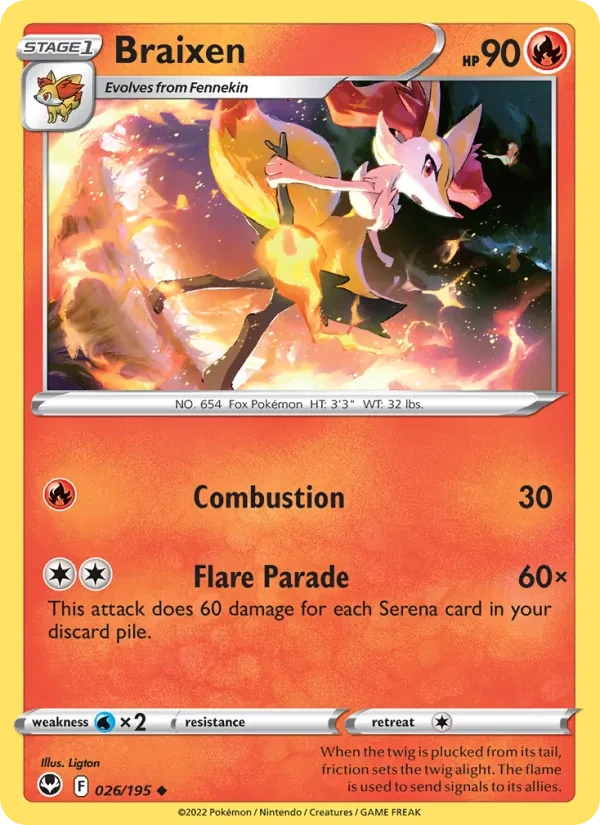 Braixen 026/195 Silver Tempest Pokémon card
