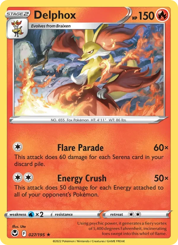 Delphox 027/195 Silver Tempest Pokémon card