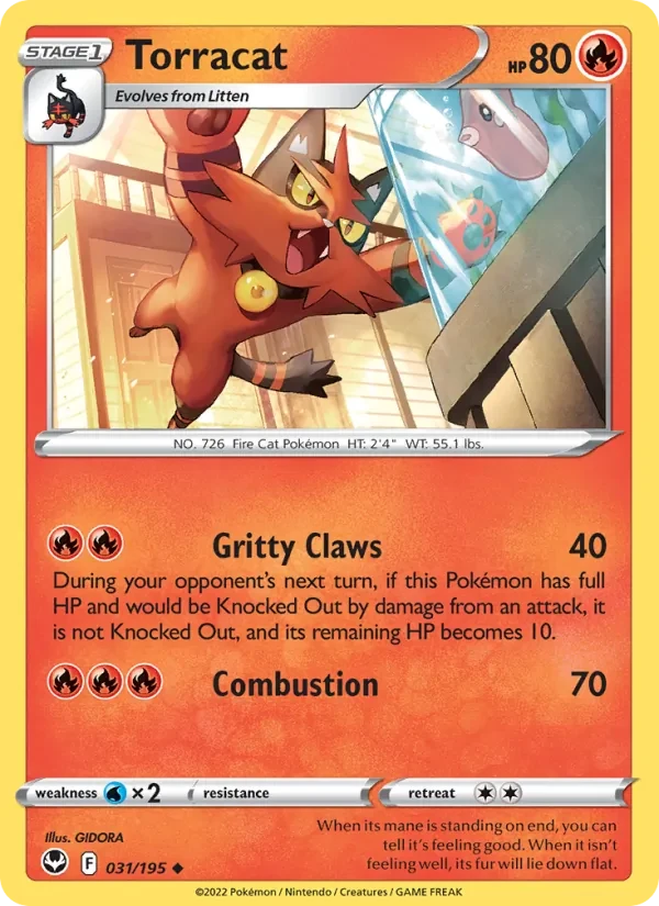 Torracat 031/195 Silver Tempest Pokémon card