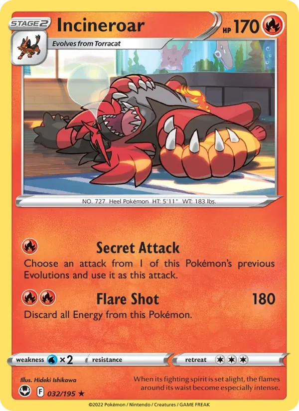 Incineroar 032/195 Silver Tempest Pokémon Karte