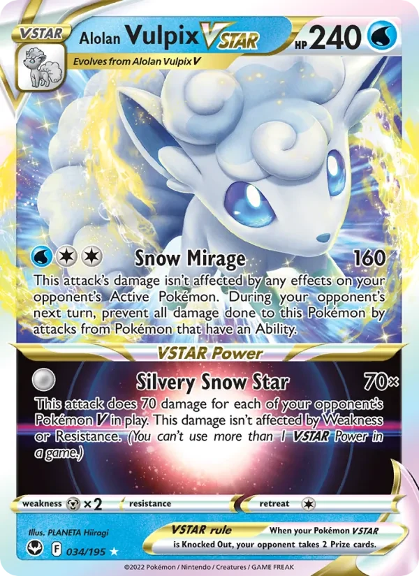 Alolan Vulpix VSTAR 034/195 Silver Tempest Pokémon card