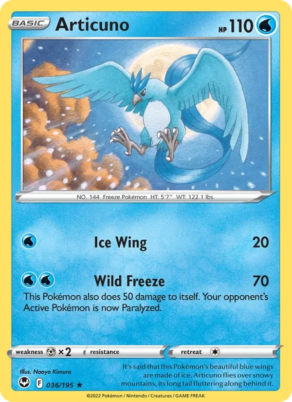 Articuno 036/195 Silver Tempest Pokémon card
