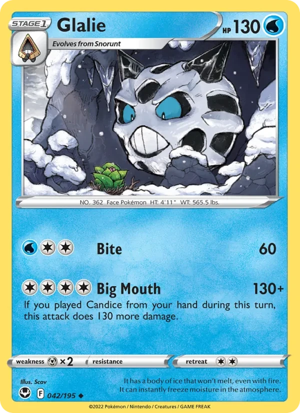 Glalie 042/195 Silver Tempest Pokémon card