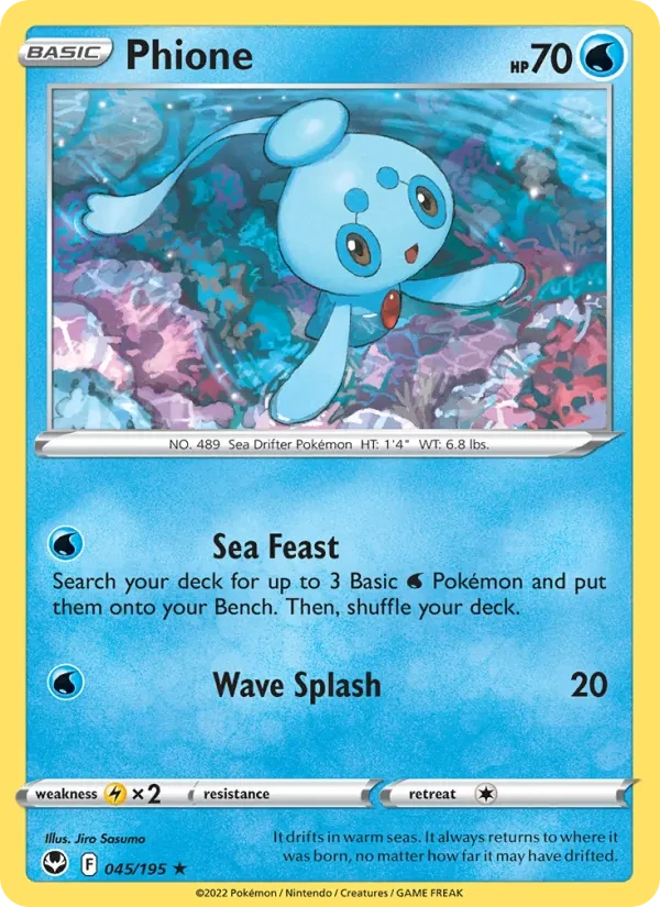 Phione 045/195 Silver Tempest Pokémon card