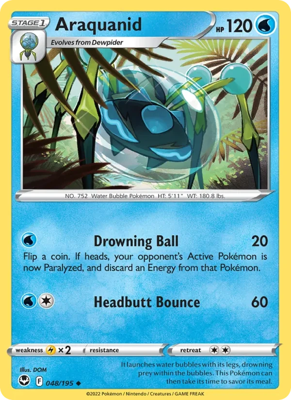 Araquanid 048/195 Silver Tempest Pokémon card