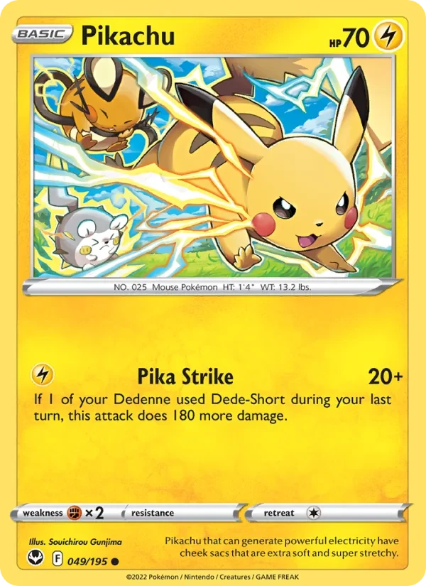 Pikachu 049/195 Silver Tempest Pokémon card
