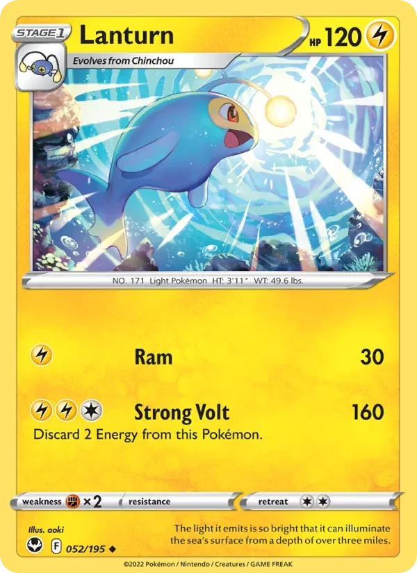 Lanturn 052/195 Silver Tempest Pokémon card