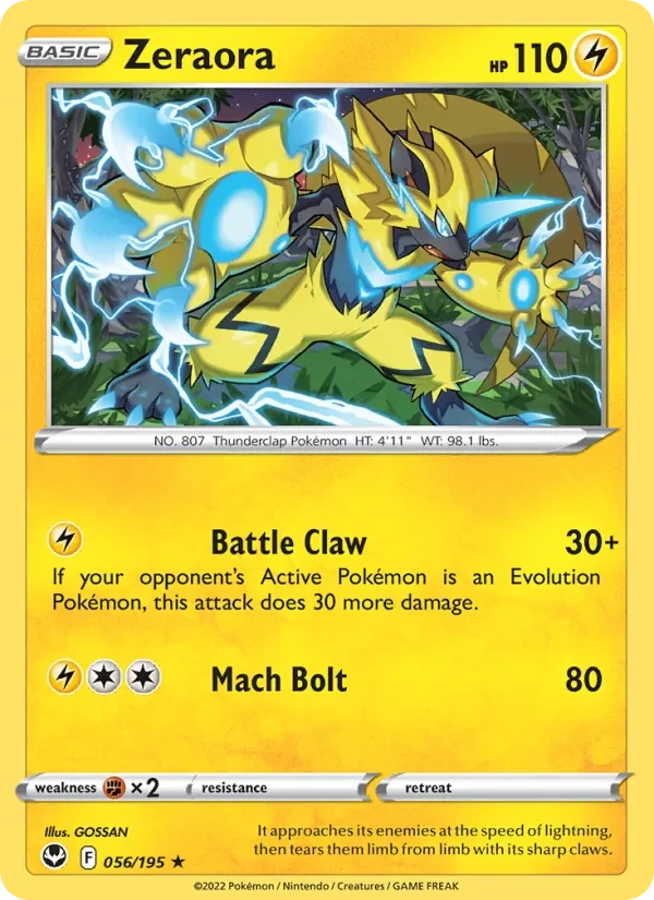 Zeraora 056/195 Silver Tempest Pokémon card