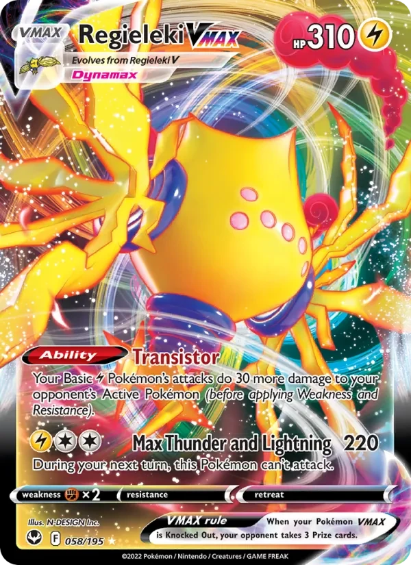 Regieleki VMAX 058/195 Silver Tempest Pokémon card