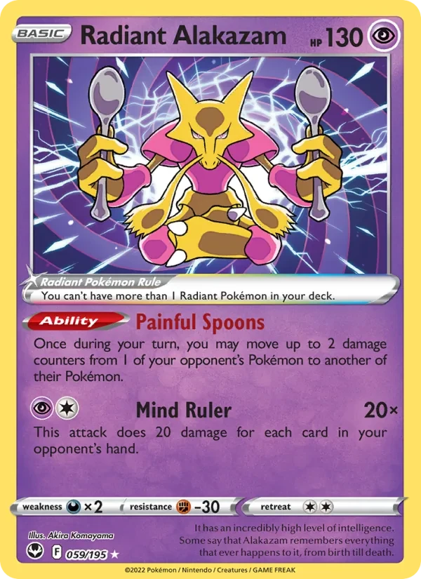 Radiant Alakazam 059/195 Silver Tempest Pokémon card