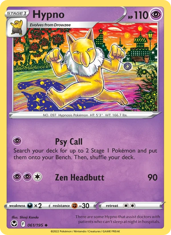 Hypno 061/195 Silver Tempest Pokémon card