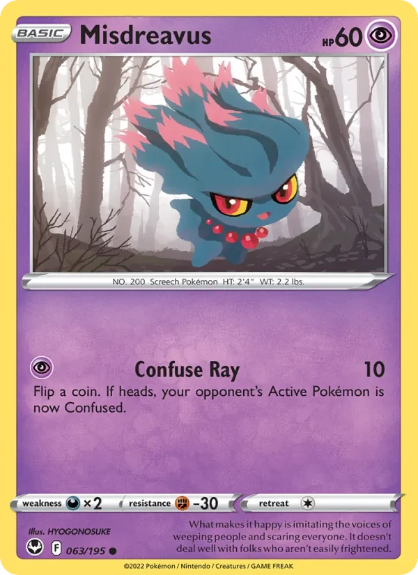 Misdreavus 063/195 Silver Tempest Pokémon card