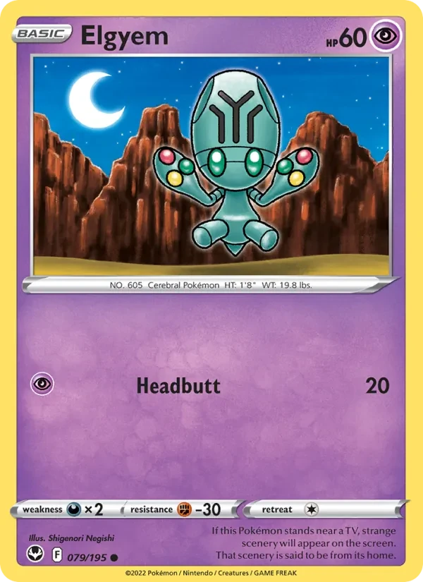 Elgyem 079/195 Silver Tempest Pokémon card