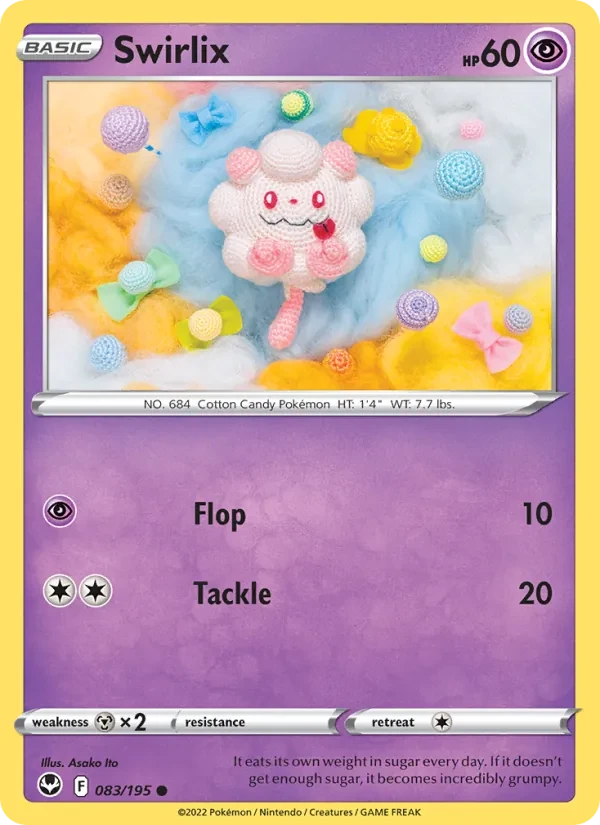 Swirlix 083/195 Silver Tempest Pokémon card