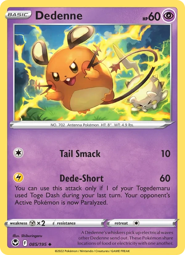 Dedenne 085/195 Silver Tempest Pokémon card