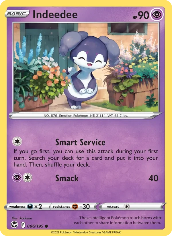 Indeedee 086/195 Silver Tempest Pokémon card
