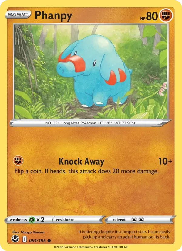 Carta Pokémon Phanpy 091/195 Silver Tempest