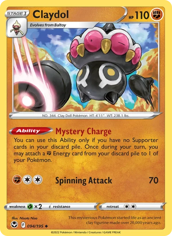 Claydol 094/195 Silver Tempest Pokémon card