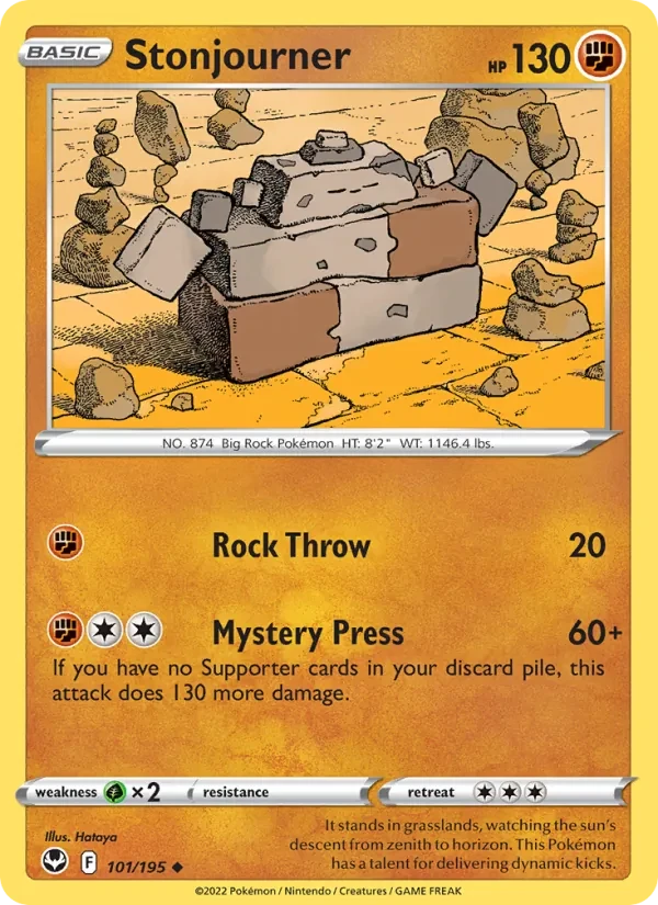 Stonjourner 101/195 Silver Tempest Pokémon card